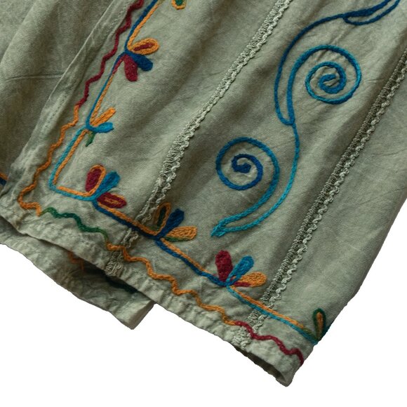 Bohemian Harem Pants Embroidered hippie Boho Wide Leg Palazzo Open Lounge - Picture 7 of 11